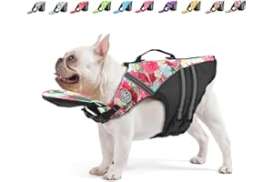 Mklhgty Dog Life Jacket, Reflective Dog Life Vest with Removable Neck Float High Buoyancy for Swimming and Boating, Ripstop Pet Safety Swimsuit Rescue Handle for Small Medium Large Dogs