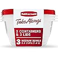 Rubbermaid TakeAlongs Serving Bowl Food Storage Containers, 6.2 Cup, Chili Red, 3 Count