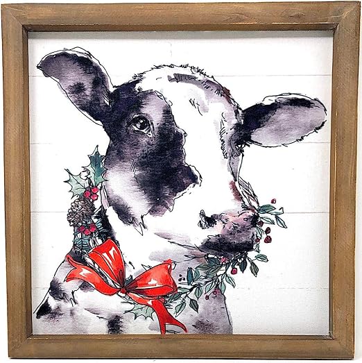 cow painting on wood