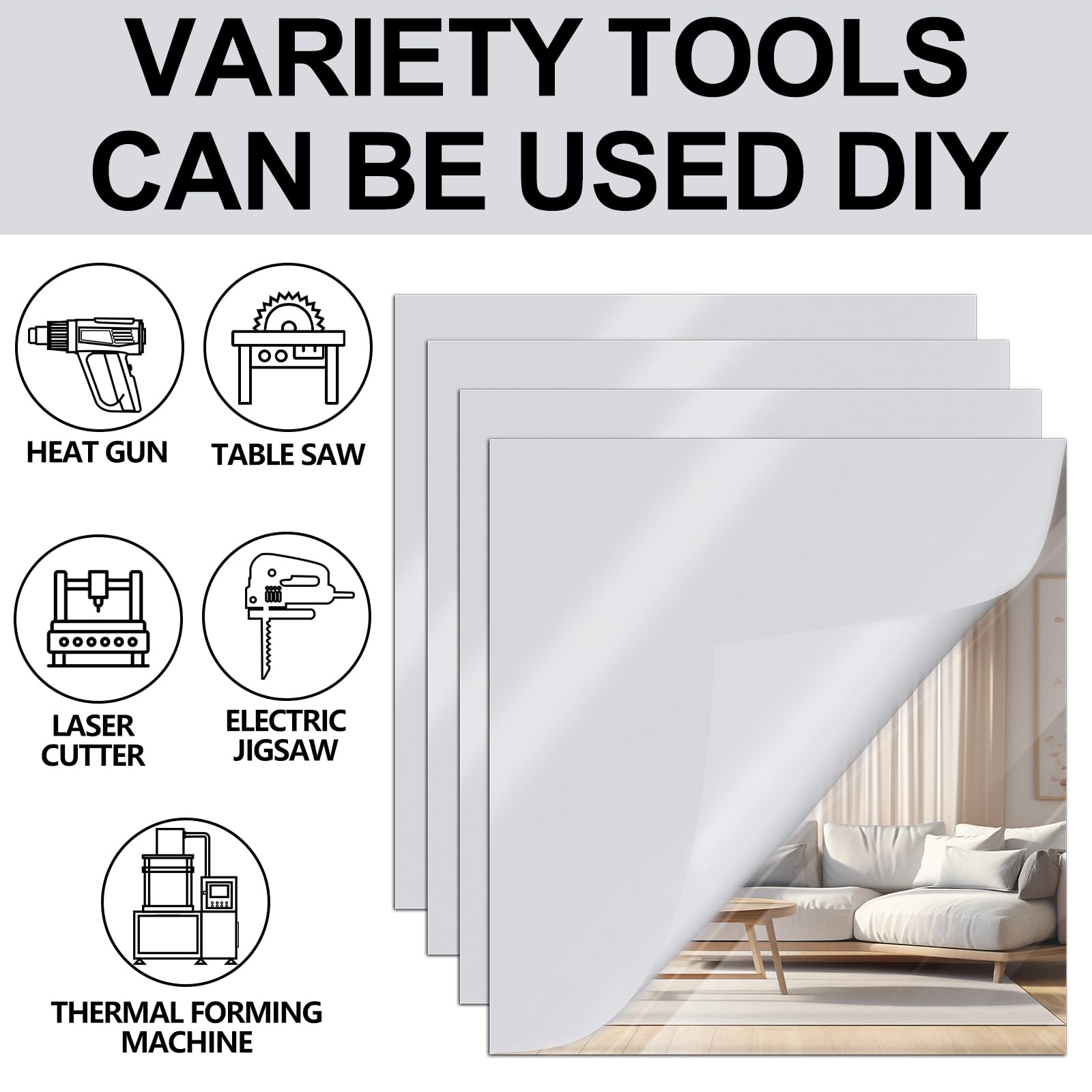 Frddiud 4 Pcs Silver Mirror Acrylic Sheets, 11.8 x