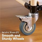 H&S Heavy Duty Castor Wheels 75mm Set of 4 M10 Bolts PU Swivel With Brakes view 2