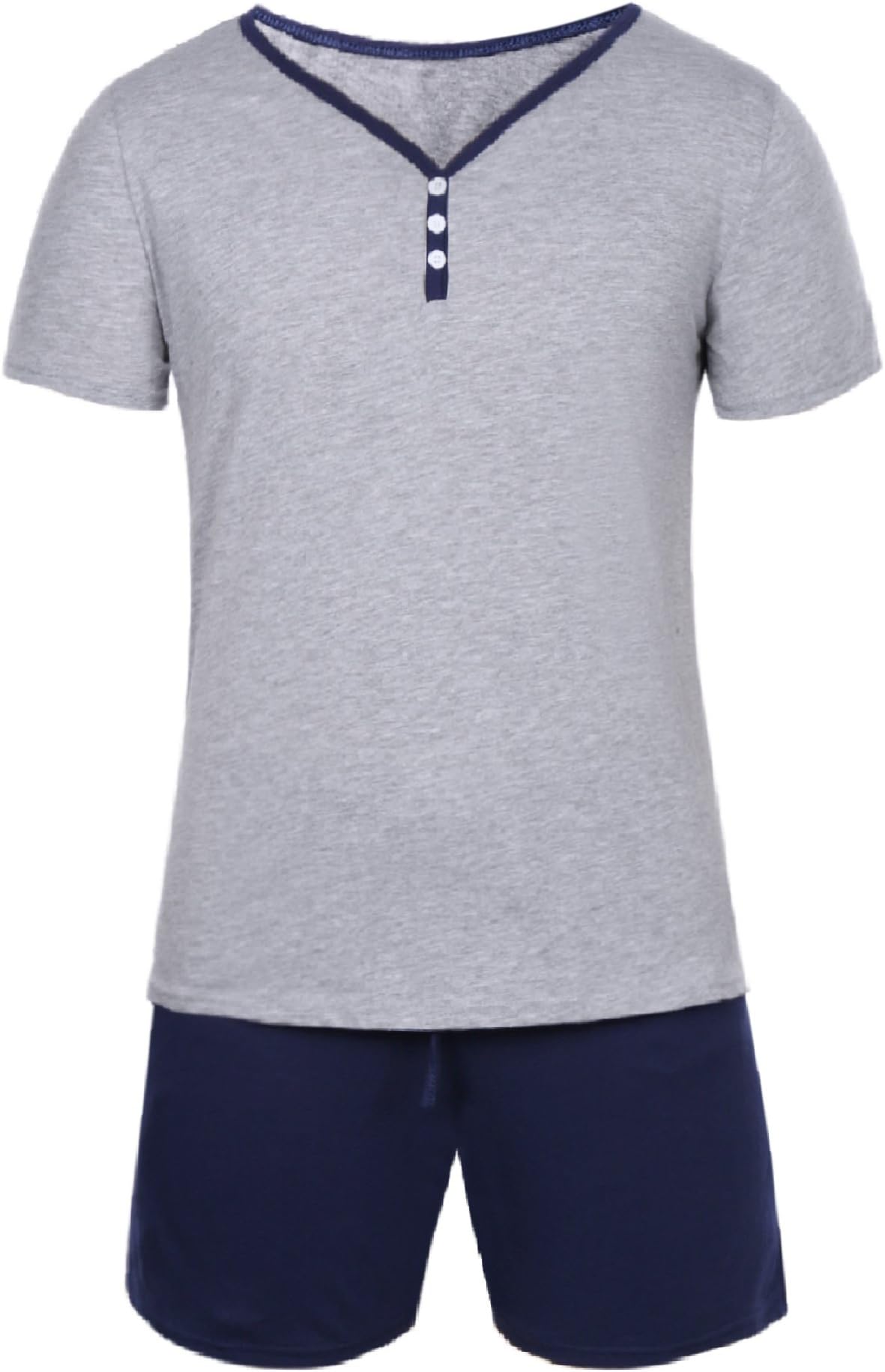 Aibrou Mens Pajama Shorts Sets Cotton Pyjamas Set Loungewear Sleepwear for Summer
