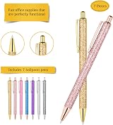 AUAUY 7 PCS Bling Ballpoint Pens 0.5mm Sparkly 彩色 1 mm Black Ink Gift Set view 5