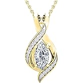 Dazzlingrock Collection 10x5mm Marquise Lab-created Gemstone & Round White Natural Diamond Infinity Swirl Pendant Necklace with 18 inch Chain for Women in Real Solid Gold