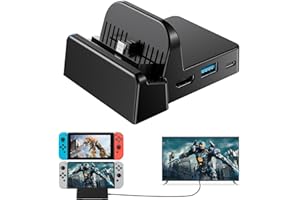 DUXICEPIN Docking Station for Switch/Switch OLED – Portable TV Dock Charger with USB 3.0 – Travel-Ready Docking Station for Switch, Ideal Replacement for Original Dock (No Cords & AC Adapter)