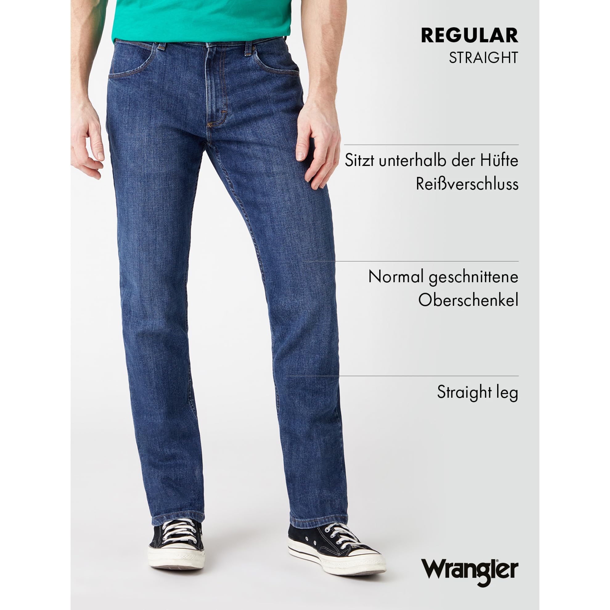 Wrangler Herren Red Kabel Regular Jeans, Dark Stone, 33W / 30L EU 5