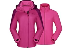 CAMEL CROWN Women Ski Jacket Waterproof 3 in 1 Winter Snow Mountain Coat Warm Fleece Windbreaker Hooded Snowboarding Jackets