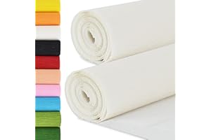 BEISHIDA White Crepe Paper Roll, 9.8 Inch Wide 8ft Long Crepe Paper Sheet for Flower Making, Wedding Ceremony, Birthday Holiday Halloween Party Decoration,DIY Craft(2Rolls)