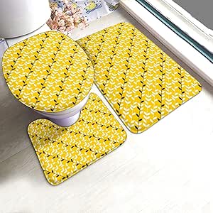 Alfombra de baño con diseño de Hojas Amarillas, Juego de 3 Alfombrillas