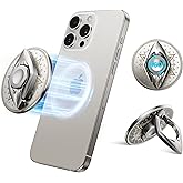 nediea Fidget Spinner Magnetic Cell Phone Ring Holder, Metal Phone Grip for Magsafe, 360 Degree Rotation Finger Ring Stand, Cell Phone Kickstand for iPhone 16/15/14/13/12/Smartphones (Snow)