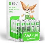 EBL AAA Rechargeable Ni-MH 1100mAh 20 Pack with Case High Capacity
