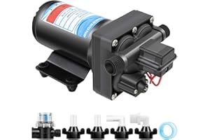RV Water Pump 12V DC, 6.0GPM 70PSI, Self-Priming Diaphragm Pump with Heavy Duty Pressure Switch and Strainer for RV, Marine, 