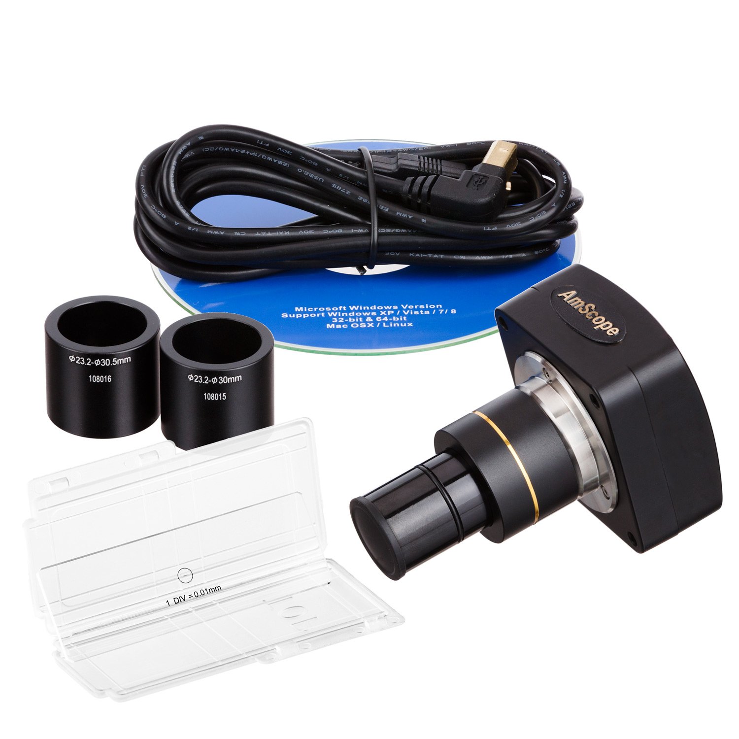 AmScope -10MP USB 2.0 Microscope Digital Camera + Calibration Kit - MU1000-CK