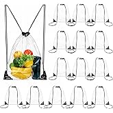FdcZeyxior 15 Pieces Clear Drawstring Backpack Bulk PVC Waterproof Drawstring Bags Stadium Approved Transparent Small Plastic Backpack for Stadiums Sporting Events Concert Sport Travel