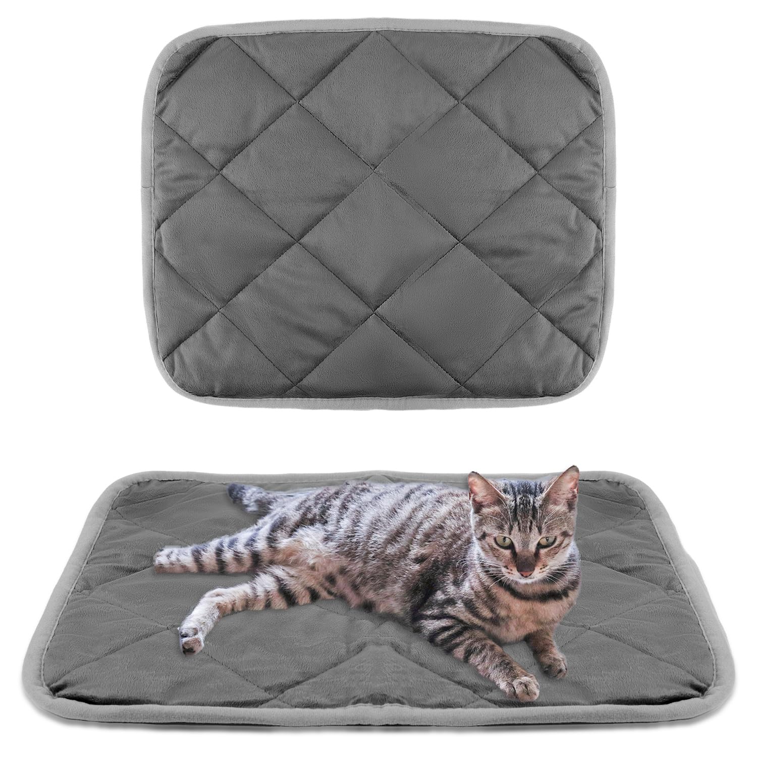 PEUTIER 2PCS Self Heating Pet Mats,Soft Self Warming Cat Bed Mat Self Heating Dog Kennel Mat Warming Pet Pad Comfortable Non Skid Cat Thermal Pads for Dogs Puppy Rabbit in Winter(15.75 x 19.69inch)
