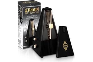 Tempi Mechanical Metronome for Musicians - 2-Year Warranty - Metronome for Piano/Guitar/Violin, Metronome Music for Adults and Kids (Molded Black Grain Veneer)