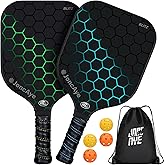JoncAye Pickleball Paddles Set of 4 or 2, USAPA Approved Fiberglass Rackets with Outdoor Indoor Balls, Bag, Overgrip, Lightweight for Family, Professional Equipment for Beginners Intermediate