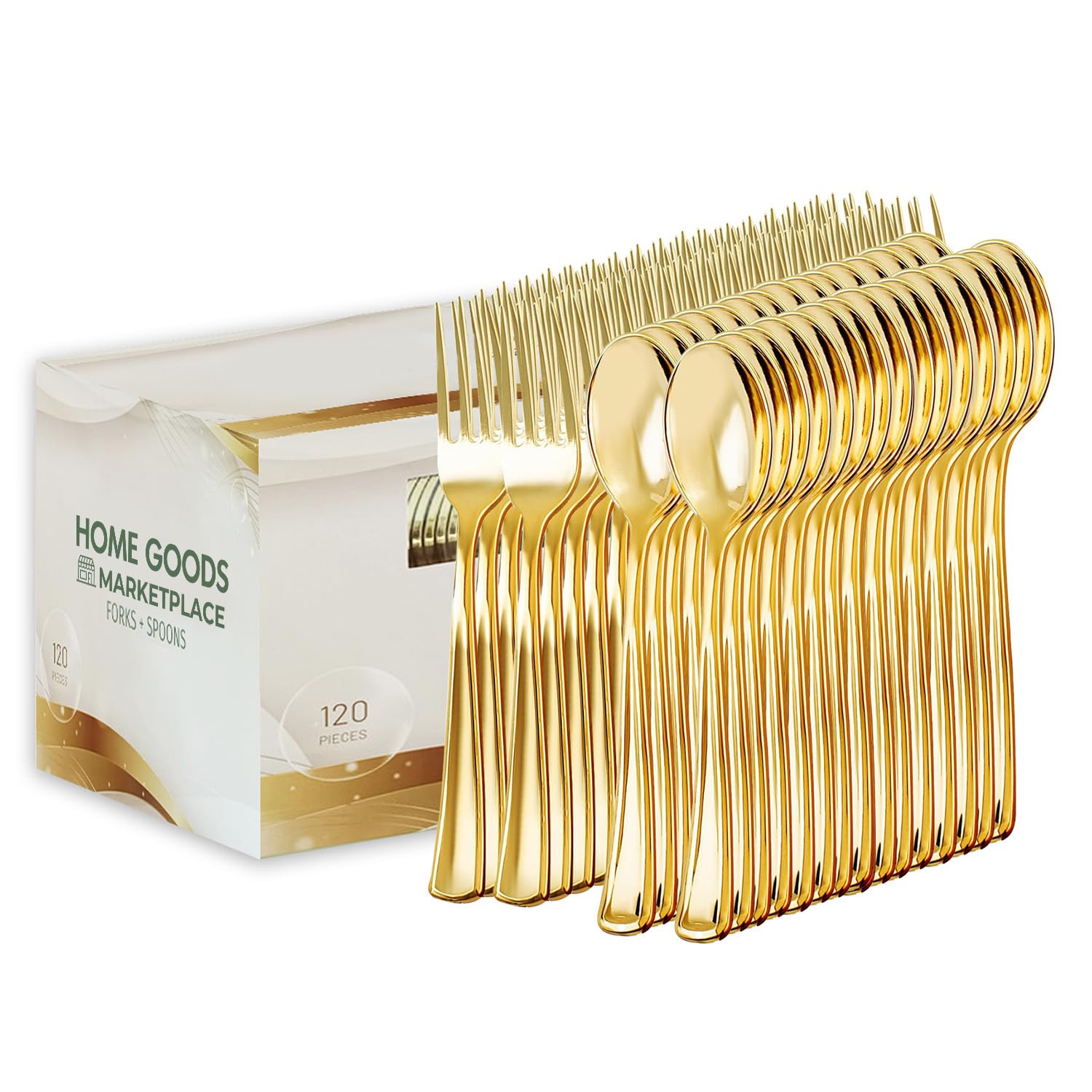 Photo 1 of ****50 SPON PIECES ****
Gold Disposable Cutlery Set, Gold Forks + Spoons, (120 Count), Disposable Silverware assortment