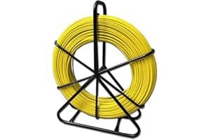 YANBORUI Fish Tape Fiberglass 6mm 656ft Duct Rodder Fish Tape Pulling Tool fish tape wire puller Cable Running Rod with Steel Reel Stand 【6mm*200m】