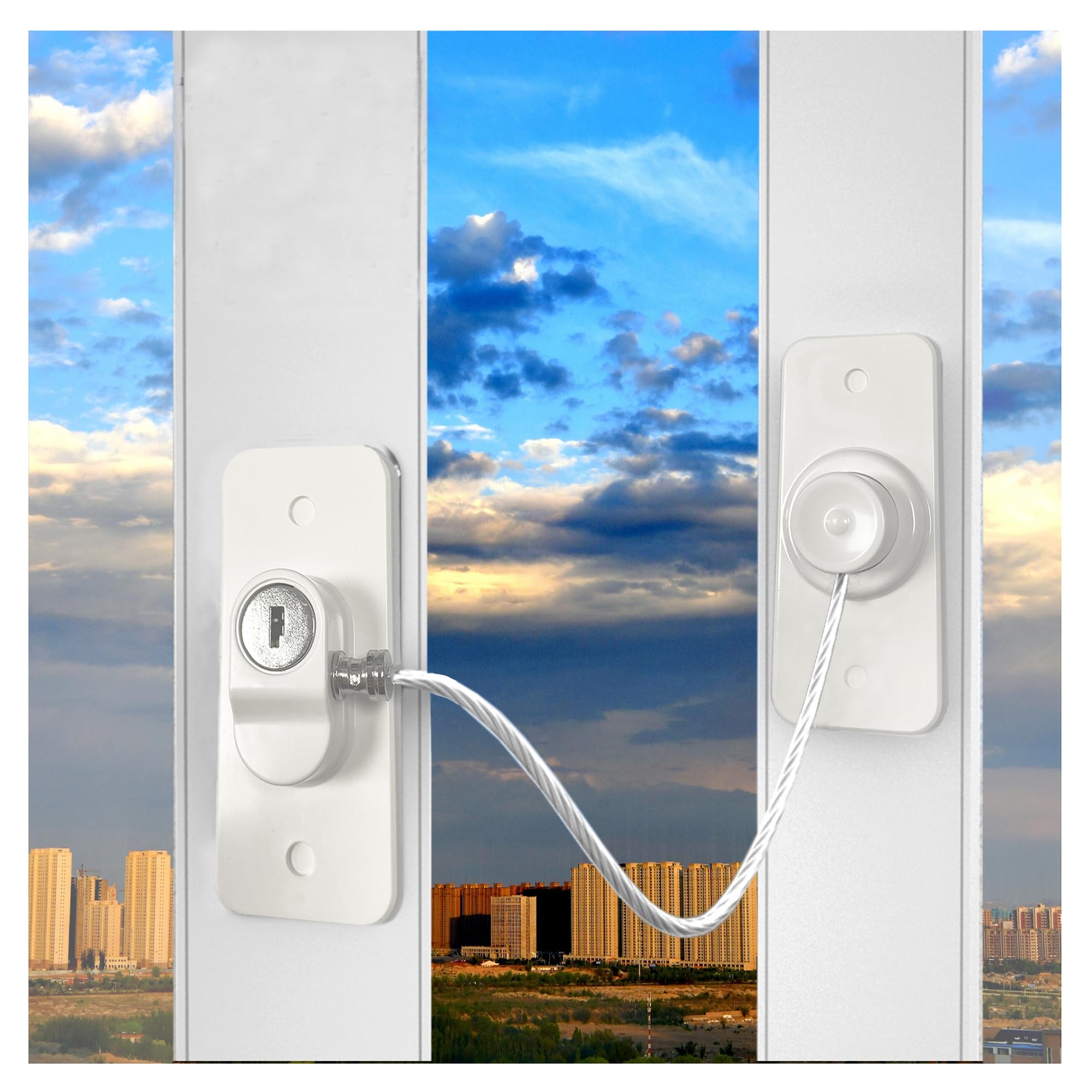 Window Safety Locks for UPVC Windows,2 Packs Window Restrictor Locks for Child & Pet No Drilling Babyproof Locks with Keys for Windows, Sliding Door, Cabinet, Fridge, Oven