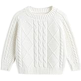 Curipeer Baby Boys' Girls' Cable Knit Sweater Long Sleeve Solid Pullover Toddler Crew Neck Fall