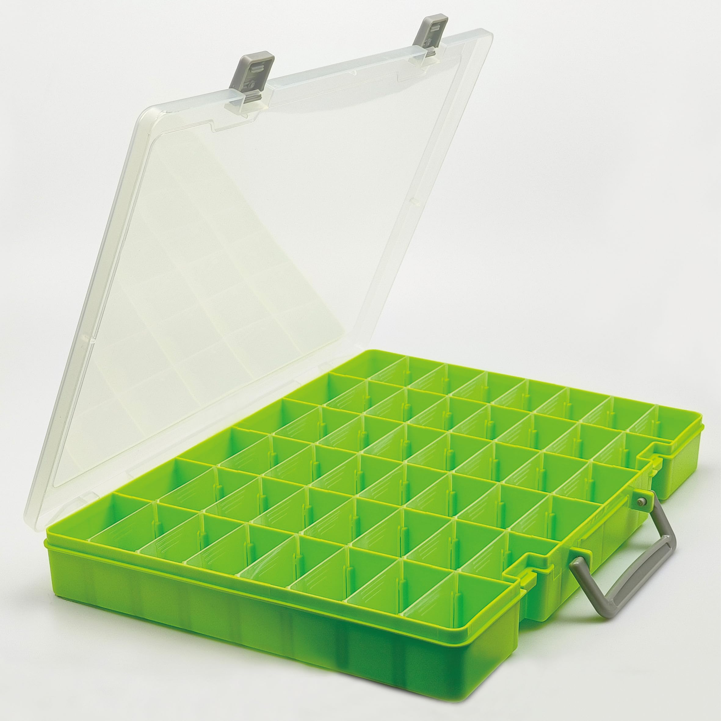 Photo 1 of LZLMQSSA Large 48 Grids Transparent Plastic Organizer Box, Adjustable Compartment Craft Storage Container, Small Parts Organizer, Bead Organizers and Storage (Light green)