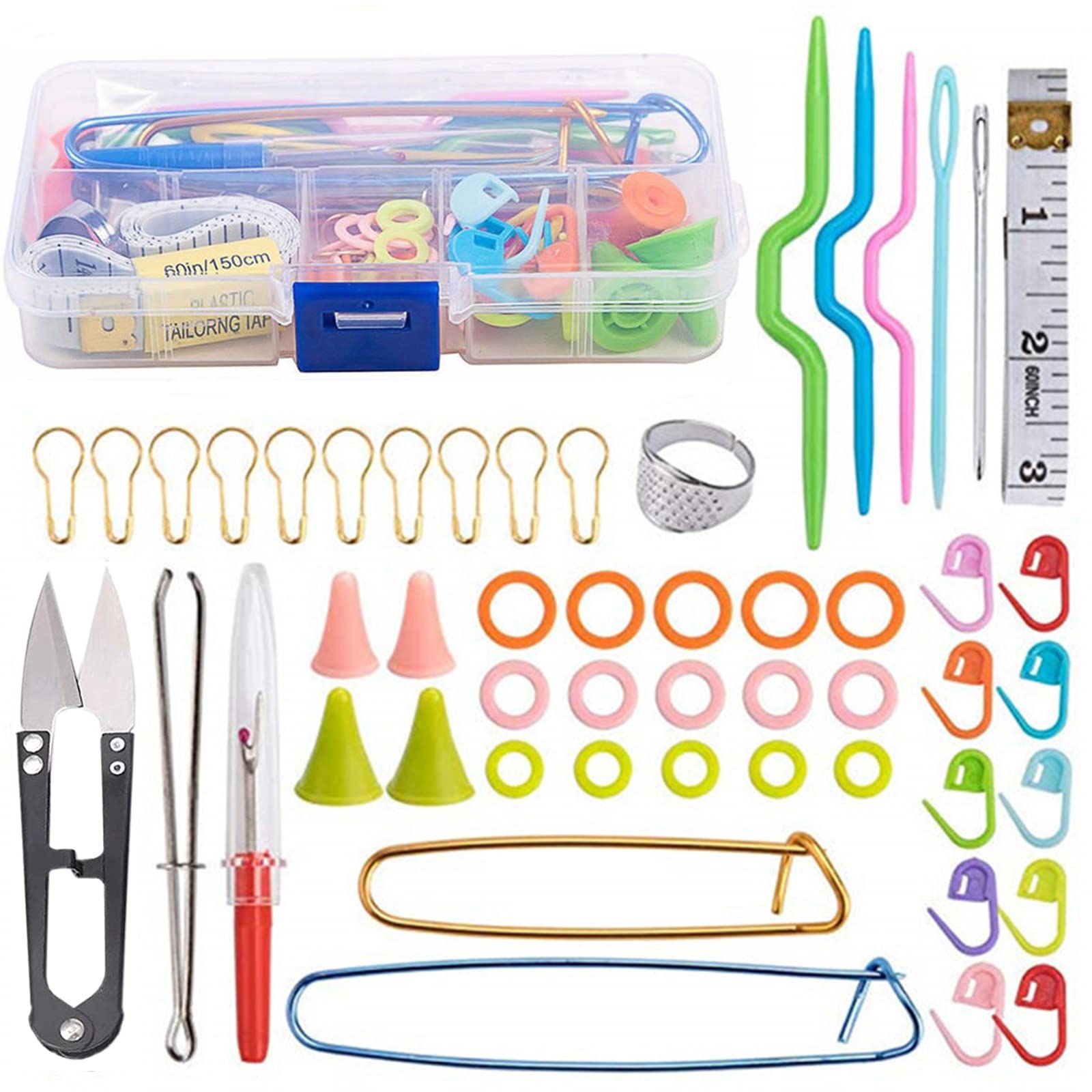 YiYFiT Knitting Kit,56Pcs Knitting and Crochet Accessories Knitting Tools Accessories Needles Stitch Holders Markers Knitting Needles Set Stitch Unpicker Crochet Kits with case for Beginners Adults