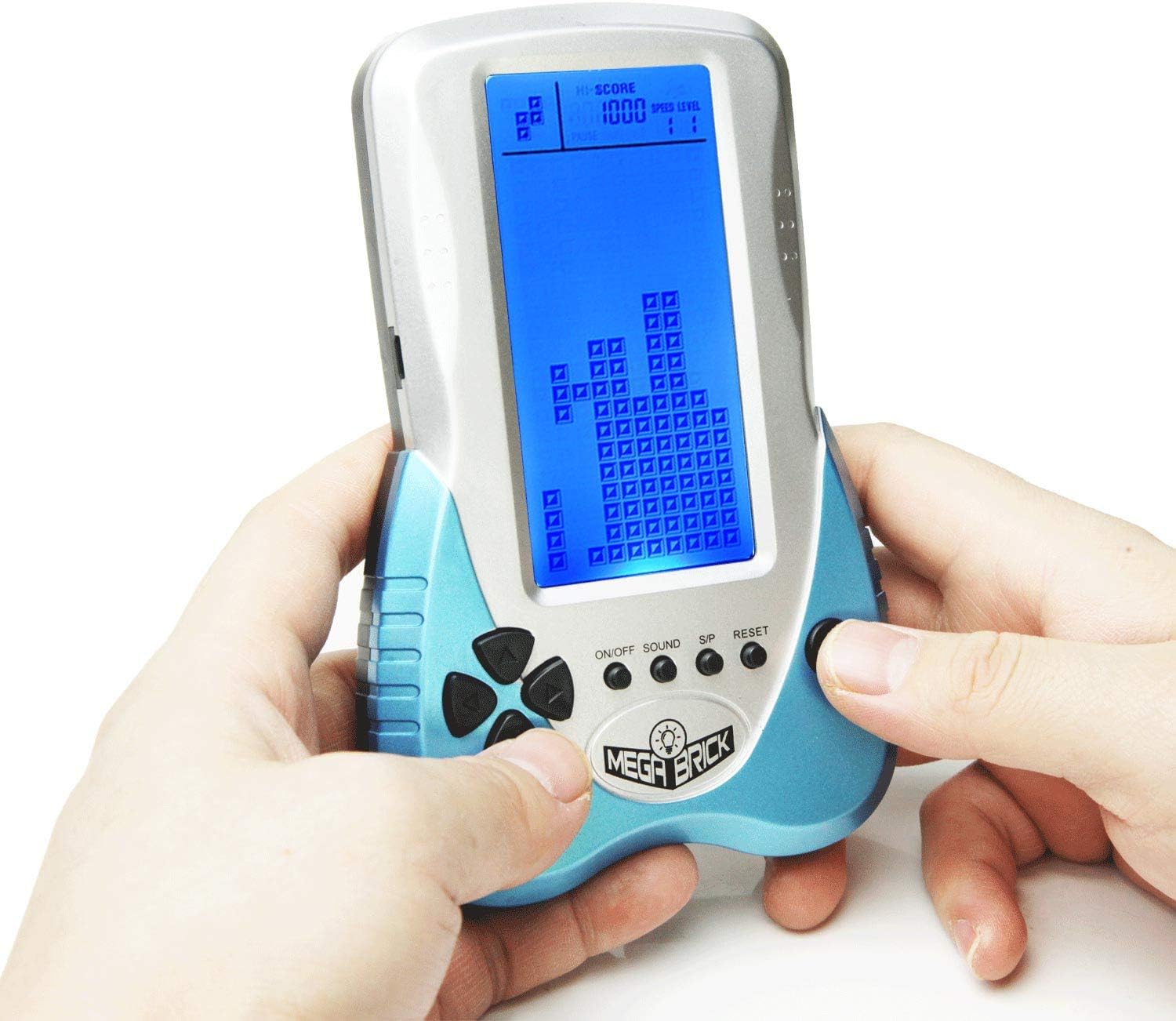 HLF New Retro Block Brick Game Console Large Screen Blue Backlight Brightness can be Adjusted Build in 23 Game Compatible with Lithium Battery/AAA Batteries can Plug in Headphone (Blue) - Image 3