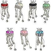 7PCS Rhinestone Crown Focal Beads for Pens,Bling Glitter Tassels Crown Focal Beads for Keychain Making, Creative Crystal Loose Beads Bulk for Beaded Pens DIY Handmade Crafts Necklace Bracelet Lanyard