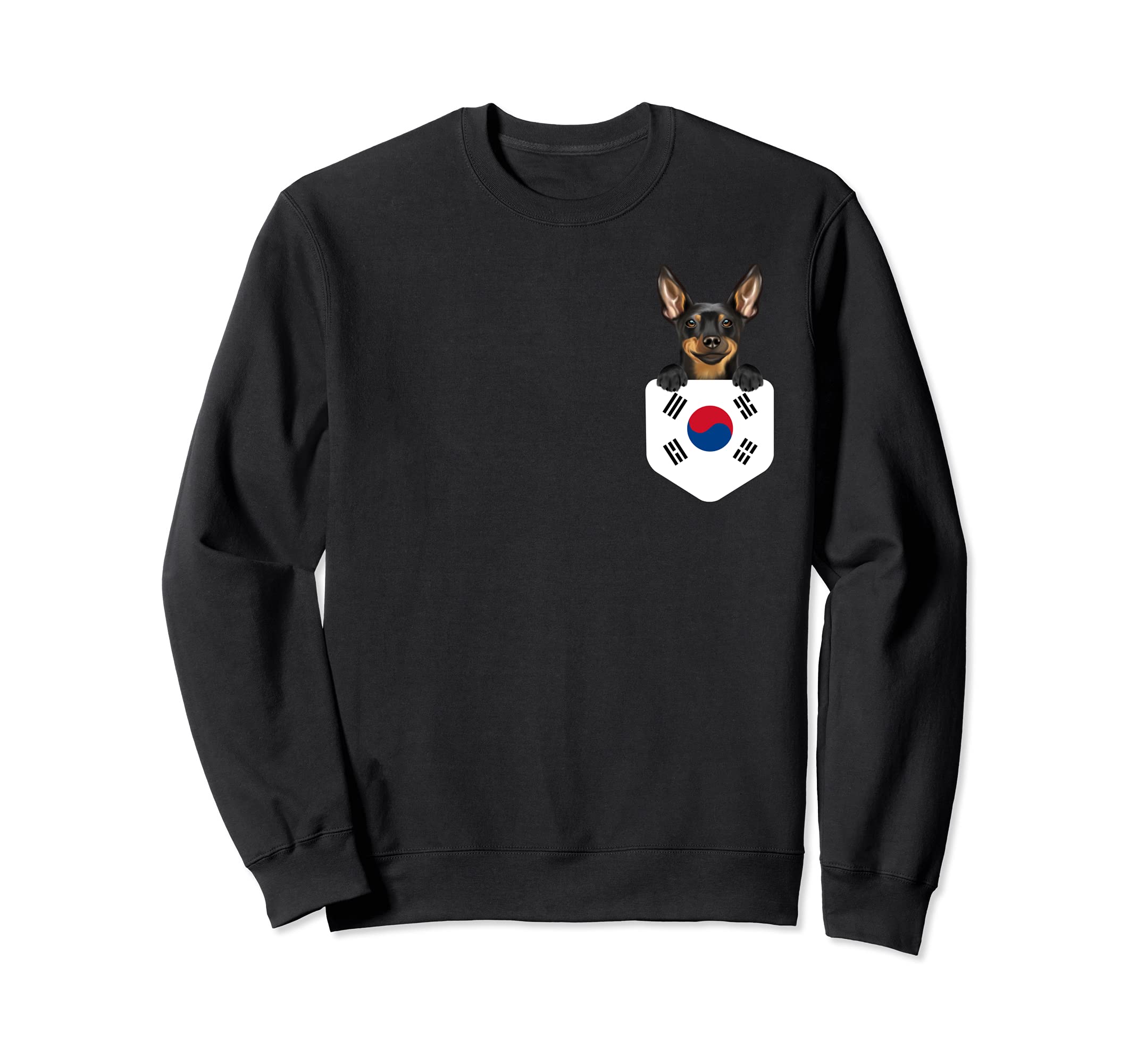 South Korea Flag Miniature Pinscher Dog In Pocket Sweatshirt