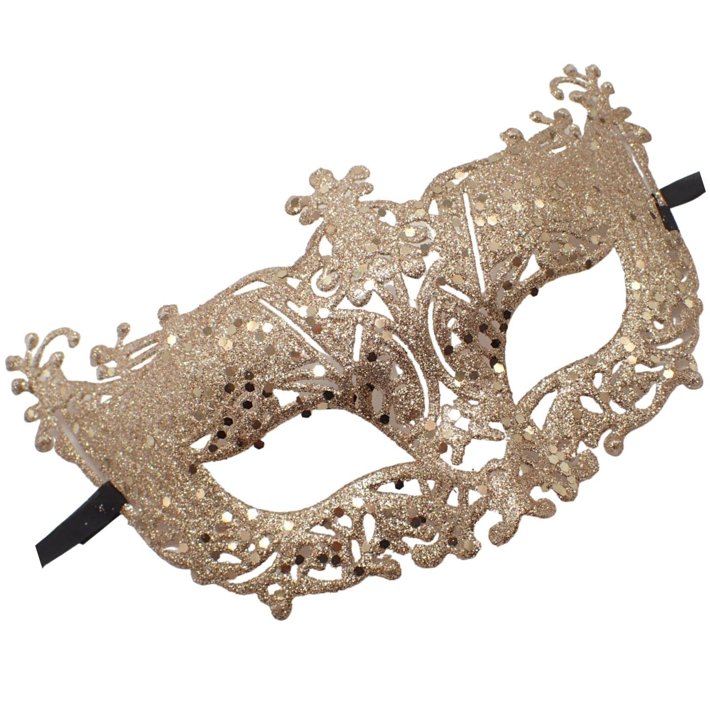 Topkids Accessories Masquerade Mask For Women and Men, Venetian Mask Halloween Mask, Masks for Masquerade Ball, Fancy Dress Adult, Cosplay accessories (Rose Gold Glitter) — image 1