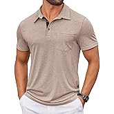 COOFANDY Men Short Sleeve Polo Shirt Casual Summer Collar Shirts Dress Button Polo T Shirt Classic Golf Shirts