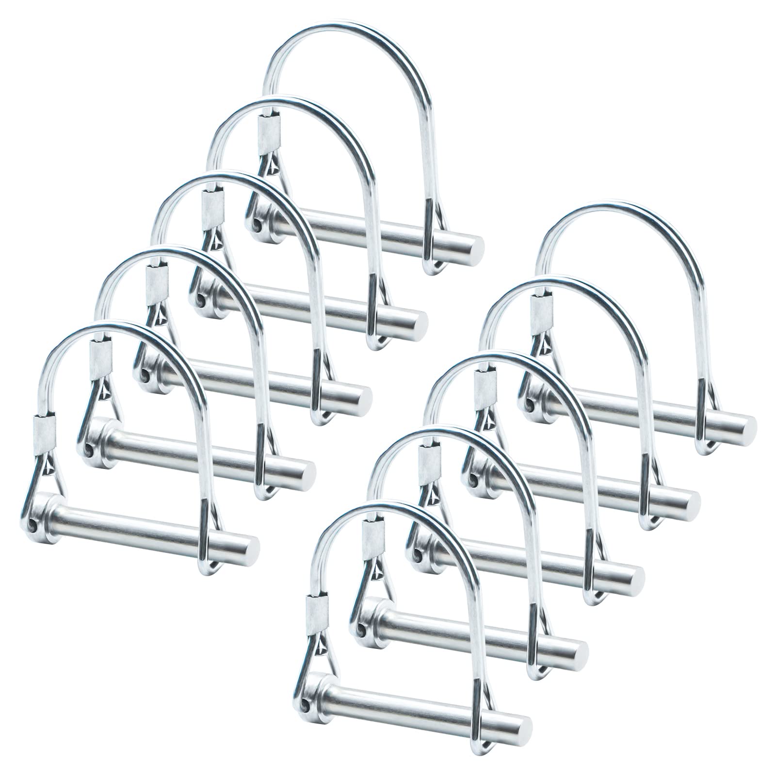 INCREWAY Wire Lock Pin, 10PCS 8mm×45mm Carbon Steel Shaft Locking Pin Round Loop Wire Lock Pin for Track Farm Lawn