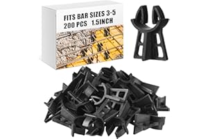 Hoolerry 200 Pcs Snap Rebar Chairs Plastic Heavy Duty Spacer Fits Bar Sizes 3-5 Plastic Rebar Concrete Stand, Heavy Duty Solid Construction Anti Rust
