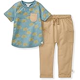 Burt's Bees Baby Baby Boys Short Sleeve Shirt and Pant Set, Top & Bottom Outfit Bundle, 100% Organic Cotton