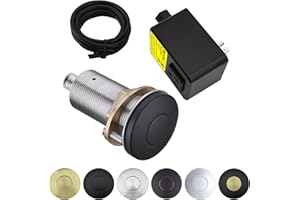 BESTILL Garbage Disposal Air Switch Kit - UL Listed, Brass 3.6" Long Push Button for Waste Disposer, Cordless Sink Top Switch Button, Matte Black, Compatible with all Garbage Disposals