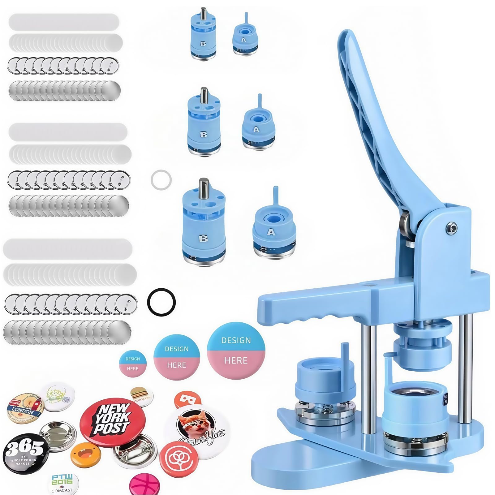 Photo 1 of Button Maker Machine Multiple Sizes, 1''+1.25''+2.25'' Pin Maker Button Press Machine W/ 300 Sets Metal Pinback Inserts, Pin Making Supplies Kit for DIY Badges