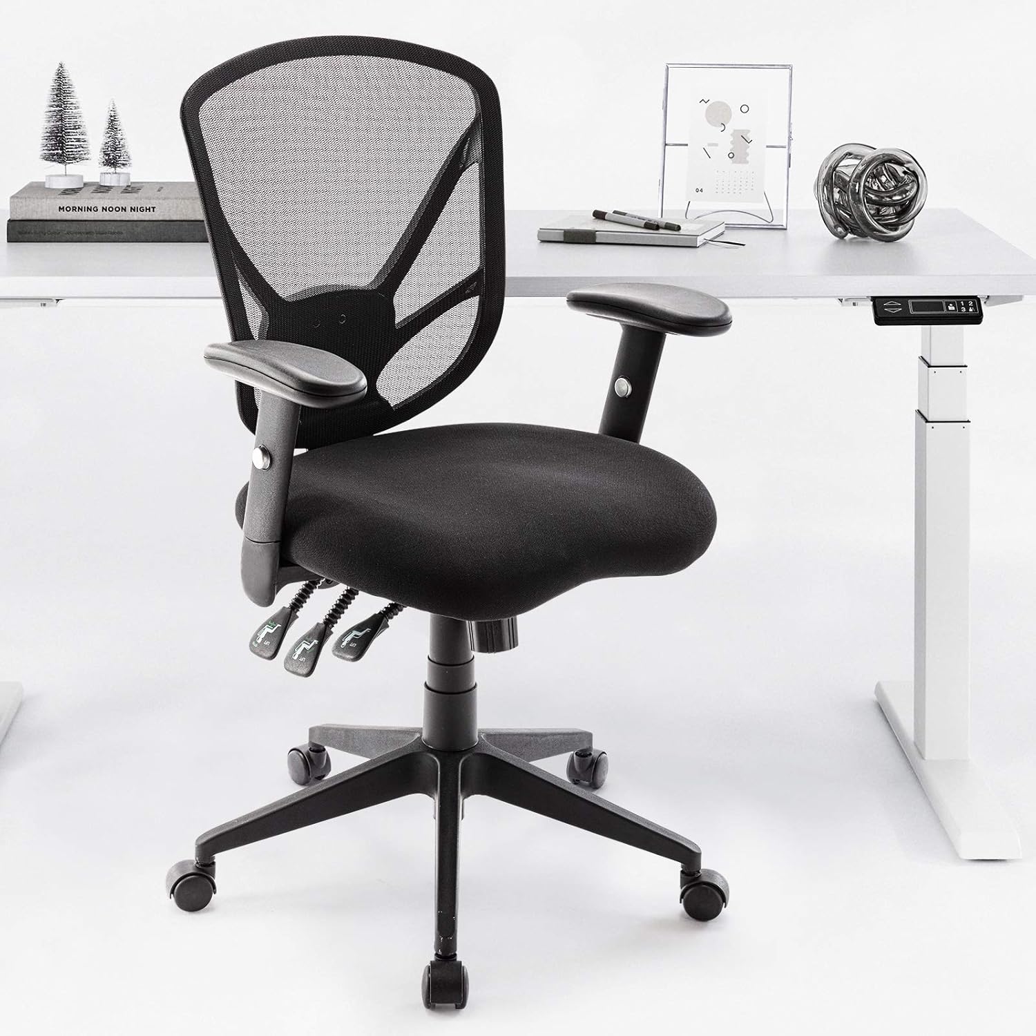 Ergonomic Mesh Office Chair, High Back Computer Desk Chair with 3 Functional Adjustors, Adjustable Back Support&Armrests, Swivel Executive Task Chair for Work, Gaming, Home, Thick Padded (Black): Kitchen & Dining