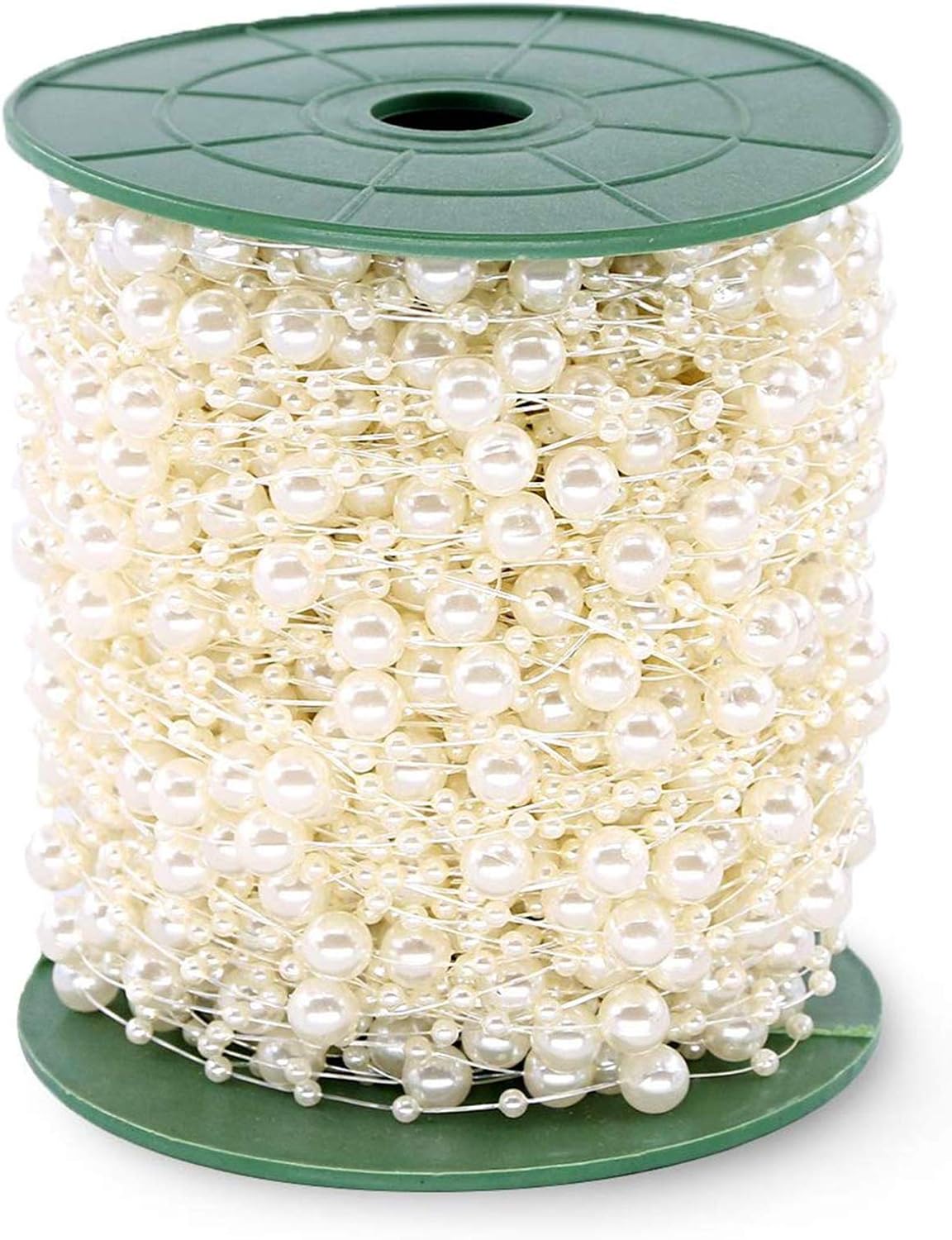 Hilitchi 200Feet Roll Ivory Pearl String Party Garland Wedding Centerpieces Bridal Bouquet Crafts Decoration (Pearl)