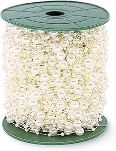 Hilitchi 200Feet Roll Ivory Pearl String Party Garland Wedding Centerpieces Bridal Bouquet Crafts Decoration (Pearl)