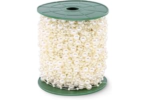Hilitchi 200Feet Roll Ivory Pearl String Party Garland Wedding Centerpieces Bridal Bouquet Crafts Decoration (Pearl)