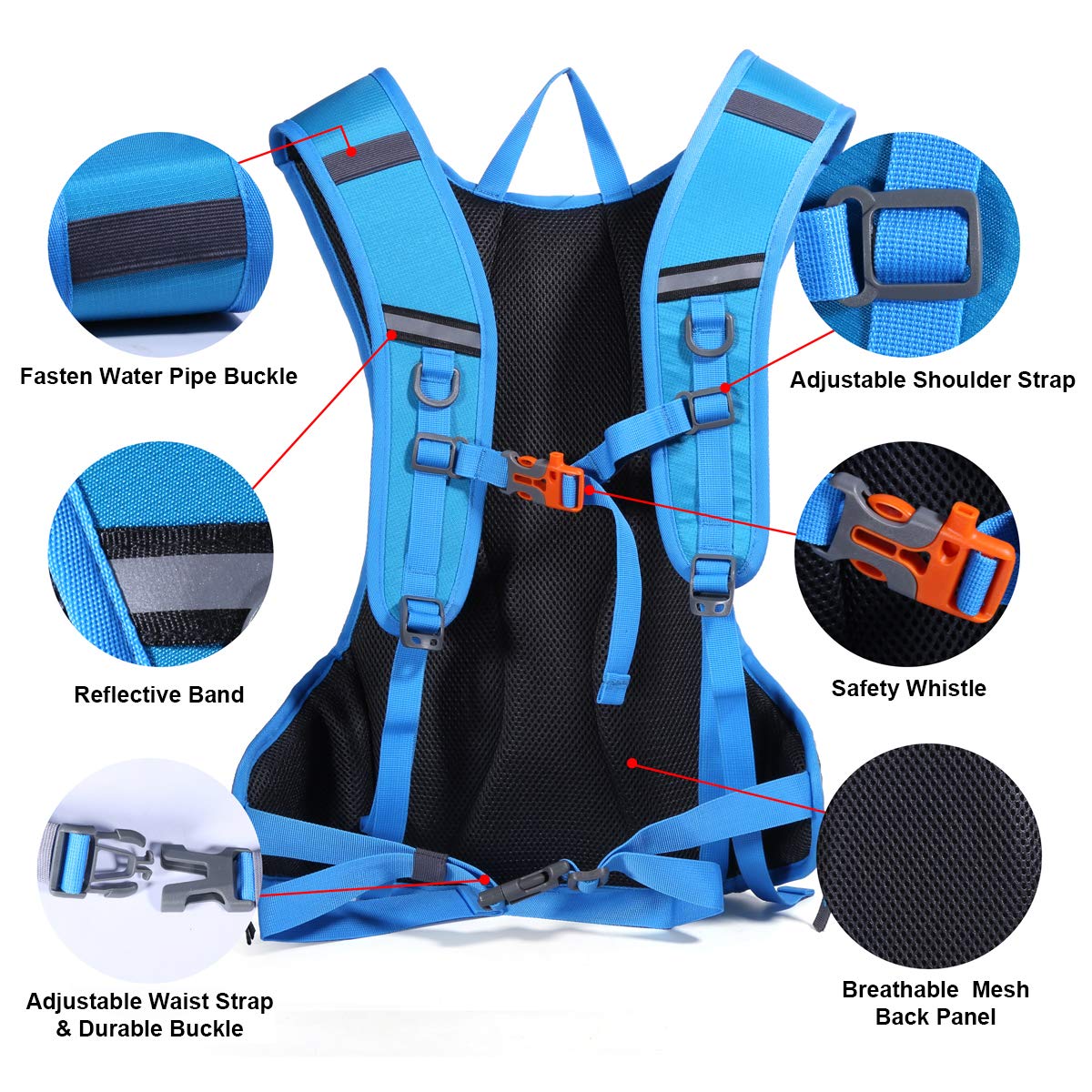 DAVIDNILE Hydration Backpack - Prefect Outdoor Gear for Skiing, Running, Hiking, Cycling, Camping, Climbing