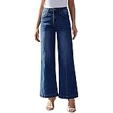 Yewfirm Wide Leg Jeans for Women - High Waisted Baggy Jeans Stretch Loose Denim Pants