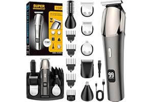 Hair Clippers Beard Trimmer for Men: 11-in-1 Hair Clippers USB Type-C Men Nose Trimmer Metal Aluminum Hair Trimmer Body Trimm