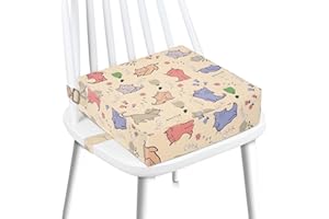 SMZCTYI Booster Seat for Dining Table, Stronger Support Double Safe Straps Booster Seat for Kitchen Chair, Non-Slip Bottom Portable Travel Chair Cushion for Kids (Beige Cat)