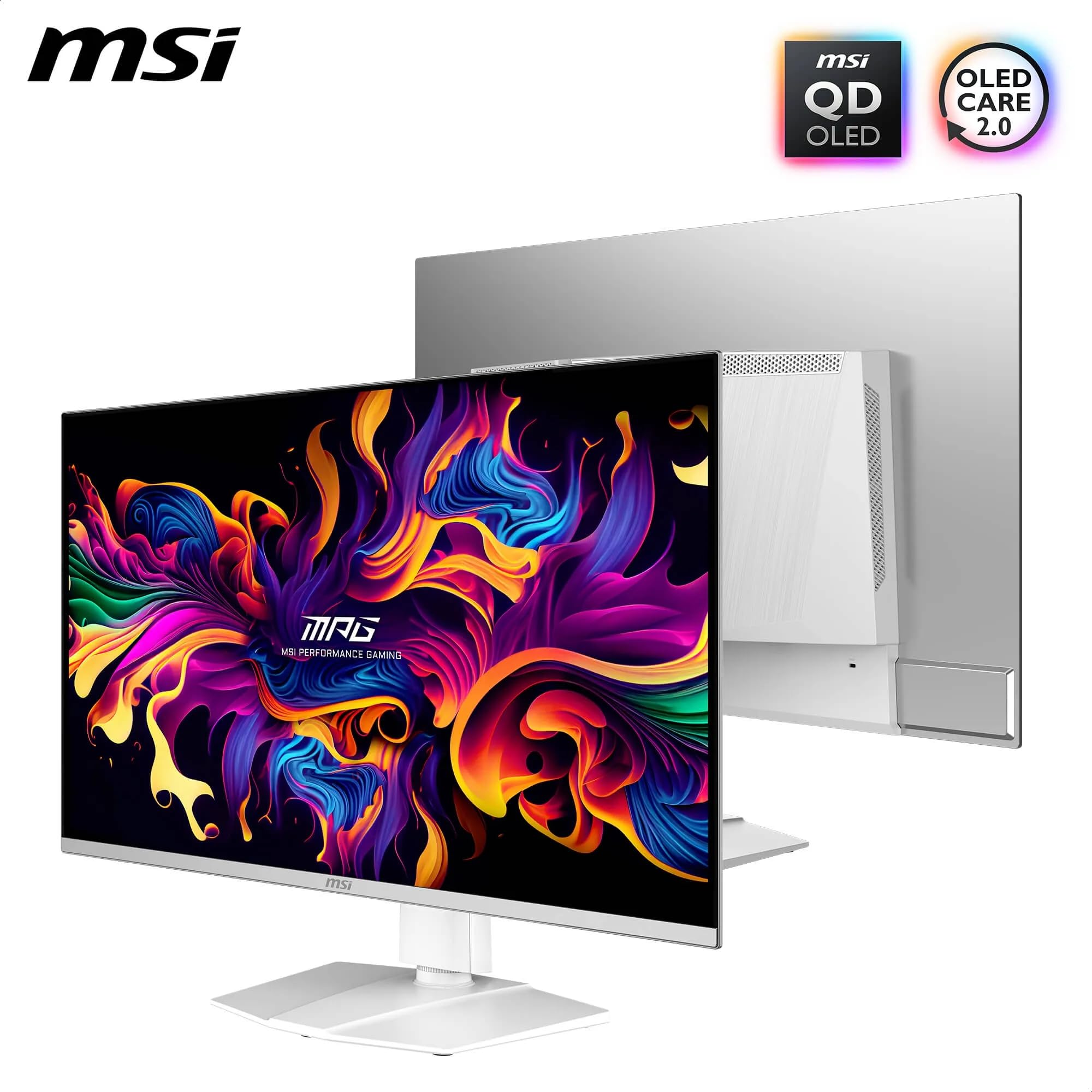 MSI MPG 321URXW QD-OLED 31.5 Inch 4K UHD Gaming Monitor - 3840 x 2160 Quantum Dot OLED Panel, 240Hz / 0.03ms, 99% DCI-P3, ΔE≤2, DisplayHDR True Black 400, KVM, RGB - DP 1.4a, HDMI 2.1, USB Type-C