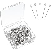 uxcell 100pcs Sewing Pins, 1 Inch Round Pearl Head Dressmaking Corsage Pins Straight Pins for Wedding Sewing Decoration DIY Craft, White