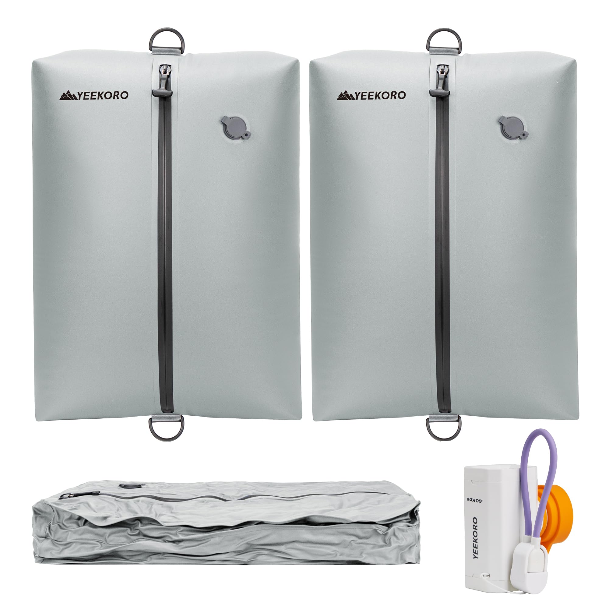 Photo 1 of YEEKORO Vacuum Bag for Travel, Professional IPX8 Waterproof Reusable Vacuum Compression Bags for Travel Suitcases, Durable Space Saver Bag(2 PACK,With Pump)