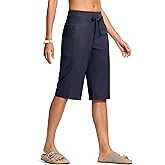 ISEEGZ Women's Swim Capris Pants High Waist Tummy Control Quick Dry UPF 50+ Long Board Shorts with Liner and Pockets