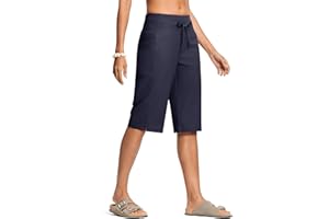ISEEGZ Women's Swim Capris Pants High Waist Tummy Control Quick Dry UPF 50+ Long Board Shorts with Liner and Pockets